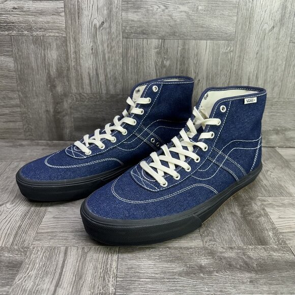 Vans Skate Gilbert Crockett High Men's size 12 Navy Blue White Denim Shoes - Picture 6 of 8